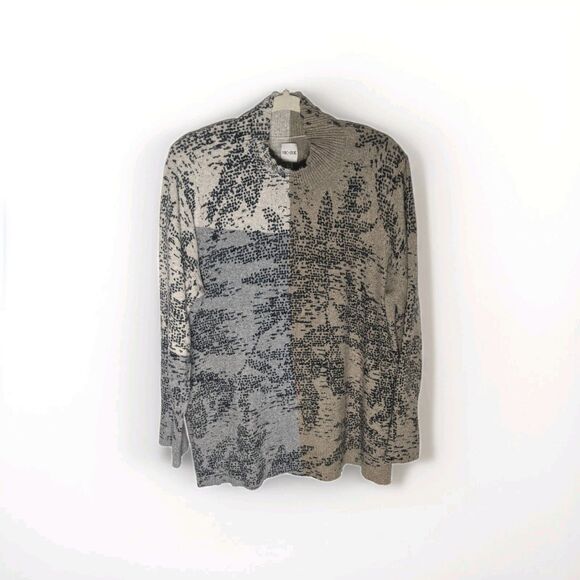 NIC+ZOE Sweaters - NIC + ZOE Cozy Up Stamped Sweater Sz XL Neutral Mock Neck Comfy Super Soft Lagen